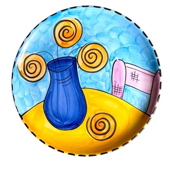 Colorful Ceramic Abstract Art Plate still life made in Portugal - Picture 11 of 11